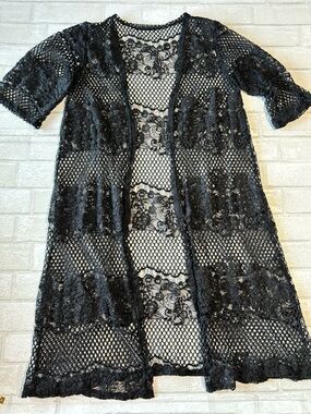 Black Lace & Mesh Cardigan